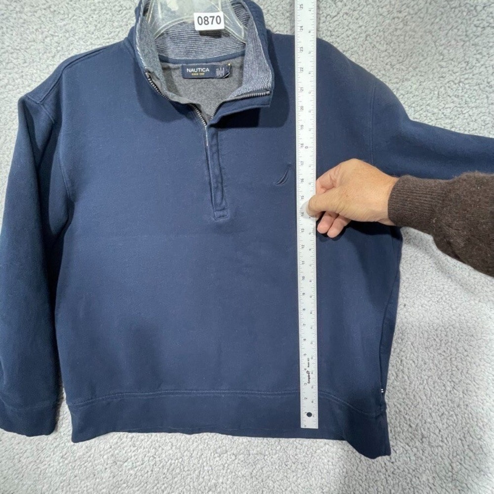 Nautica Sweater Womens Large Blue Quarter Zip Mock Neck Long Sleeve - Picture 5 of 16